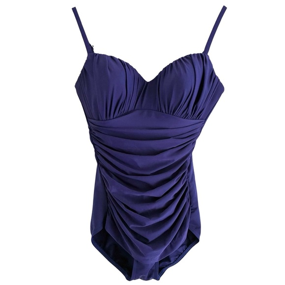 Miraclesuit Purple Slimming Ruched Swimsuit One Piece 8 - Picture 2 of 11